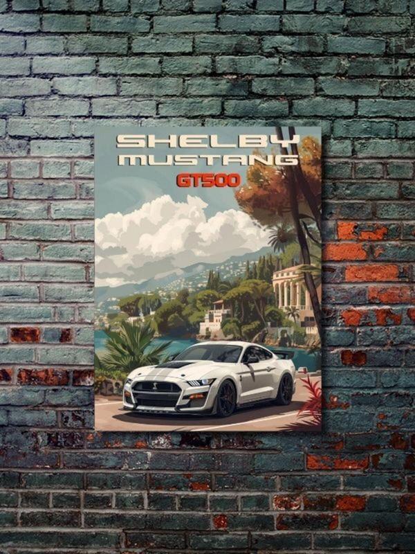 Znc Shelby Gt500, Eşsiz Tasarım Otomobil Posterleri, Özel Tasarım Kağıt Poster - Image 1