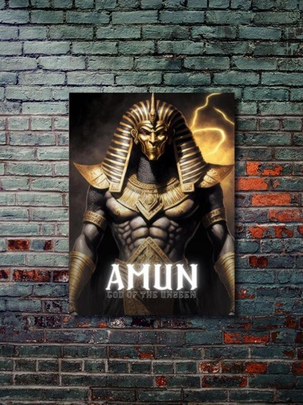 Znc Amun - Eşsiz Tasarım Mısır Tanrıları, Mitoloji, Karakter Posterleri, Özel Tasarım Kağıt Poster, - Image 1