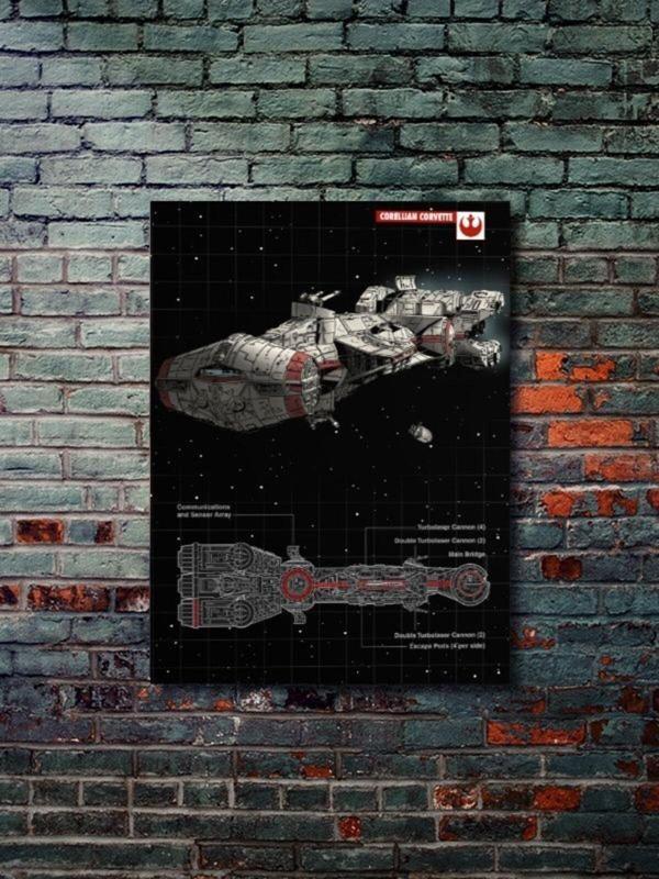 Znc Corellian Corvette - Star Wars - Gemi Şemaları - Film & Dizi Posterleri, Özel Tasarım Kağıt Poster - Image 1
