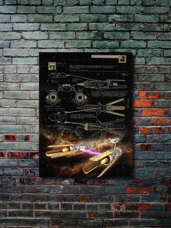 Znc Anakin Podracer - Star Wars - Gemi Şemaları - Film & Dizi Posterleri, Özel Tasarım Kağıt Poster - Image 1