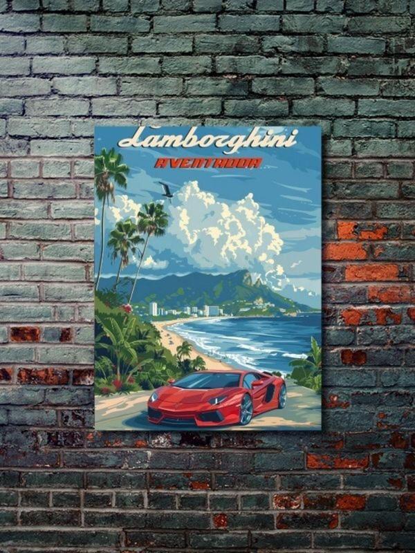 Znc Lamborghini Aventador, Eşsiz Tasarım Otomobil Posterleri, Özel Tasarım Kağıt Poster - Image 1