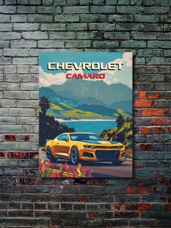 Znc Chevrolet Camaro, Eşsiz Tasarım Otomobil Posterleri, Özel Tasarım Kağıt Poster - Image 1