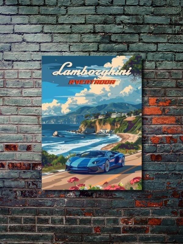 Znc Lamborghini Aventador, Eşsiz Tasarım Otomobil Posterleri, Özel Tasarım Kağıt Poster - Image 1