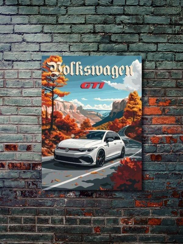 Znc Volkswagen Golf Gtı, Eşsiz Tasarım Otomobil Posterleri, Özel Tasarım Kağıt Poster - Image 1
