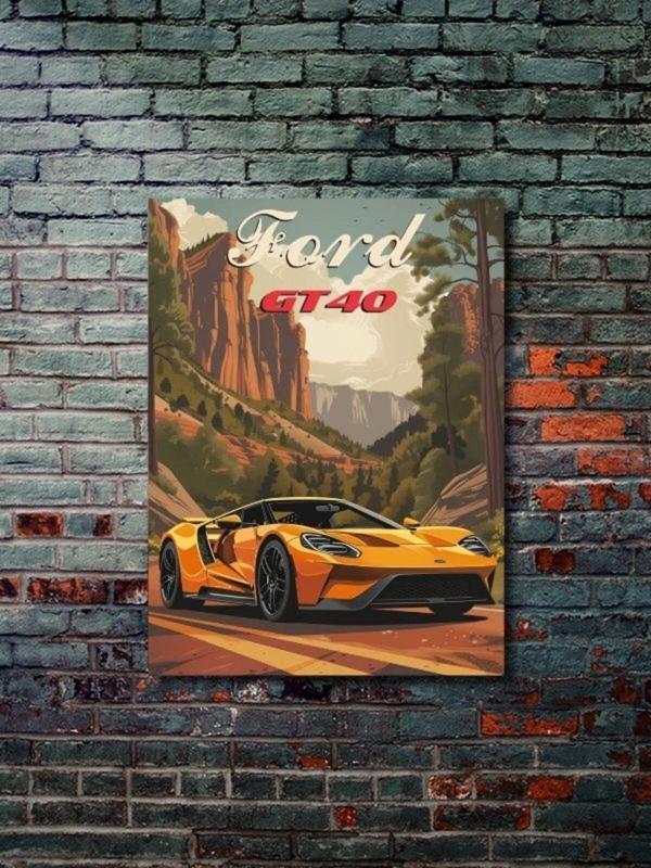 Znc Ford Gt40, Eşsiz Tasarım Otomobil Posterleri, Özel Tasarım Kağıt Poster - Image 1