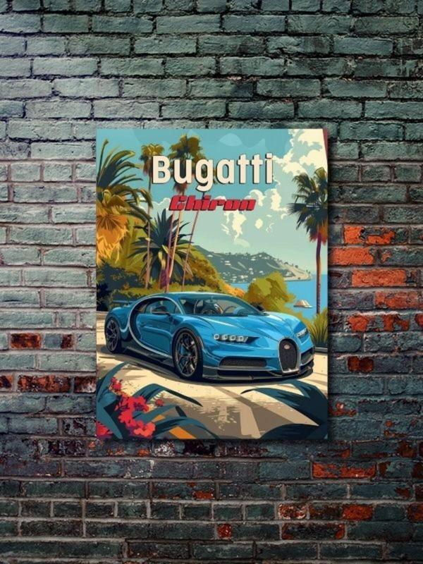 Znc Bugatti Chiron, Eşsiz Tasarım Otomobil Posterleri, Özel Tasarım Kağıt Poster - Image 1
