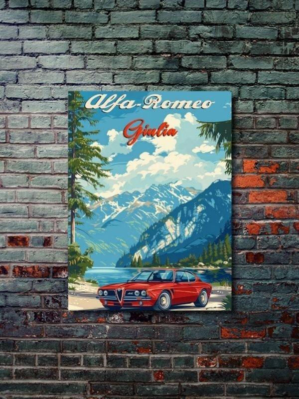 Znc Alfa Romeo Gulia, Eşsiz Tasarım Otomobil Posterleri, Özel Tasarım Kağıt Poster - Image 1