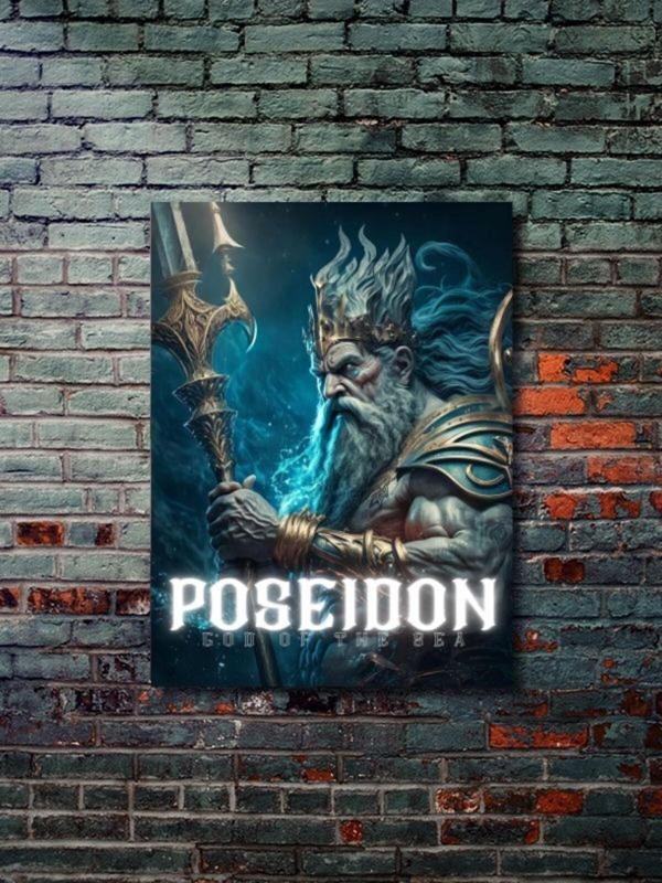 Znc Poseidon - Eşsiz Tasarım Yunan Tanrıları, Mitoloji, Karakter Posterleri, Özel Tasarım Kağıt Poster, - Image 1