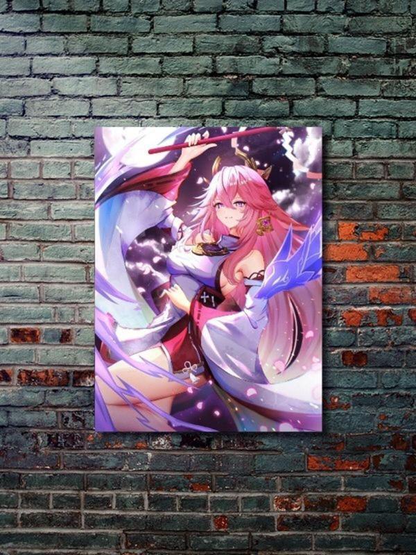 Znc Yae Miko - Genshin Impact - Oyun Posterleri, Özel Tasarım Kağıt Poster - Image 1