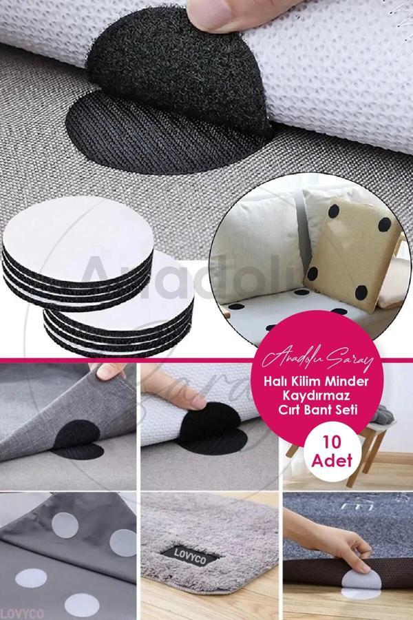Anadolu Saray Çarşısı Pratik 10 Adet Halı Kilim Minder Nevresim Örtü Kaydırmaz Cırt Bant Seti Yapışkanlı Halı Kaydırmaz - Image 1
