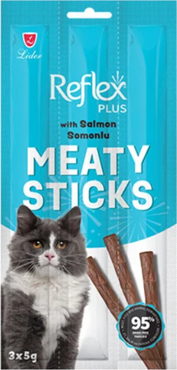Reflex Plus Meaty Sticks Somonlu Tahılsız Kedi Ödül Çubuğu 3x5 gr - Image 1