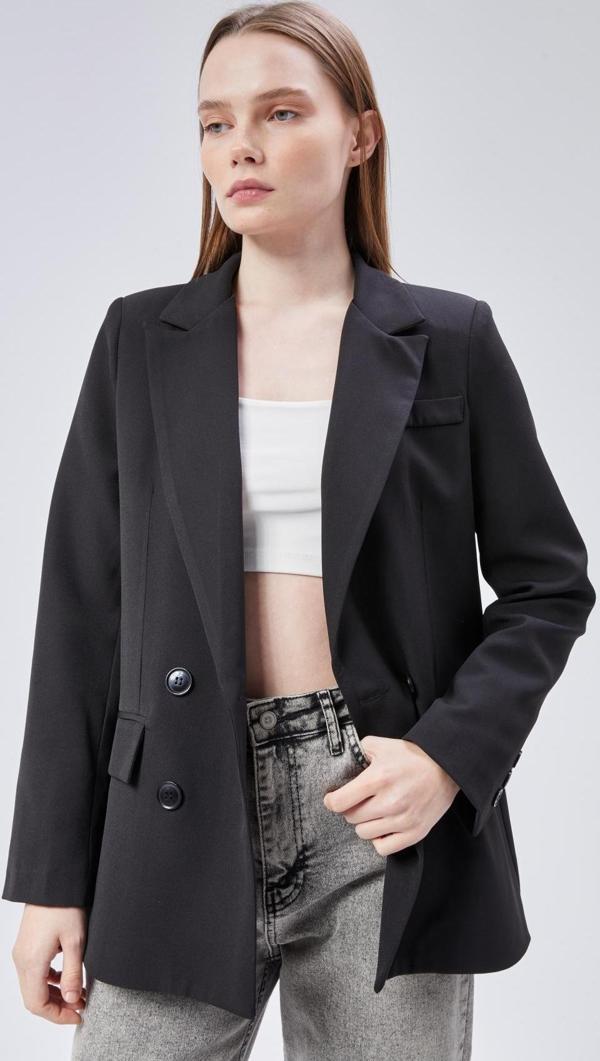 Kadın Regular Astarlı Dokuma Ceket - Image 1