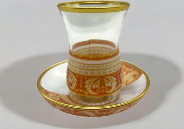 Mevlana Bazaar Gold Desenli 6 Kişilik 12 Parça Çay Takımı - Image 1