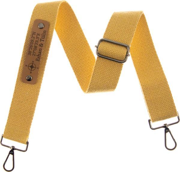 Miaju Omuz Çantaları İçin İsminize Özel Hardal Omuz Askısı 125 Cm, El Yapımı Hediyelik Kişiye Özel Askı - Image 1