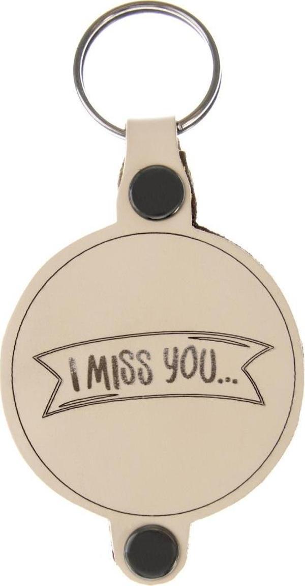 Miaju Doodle Desenli İsme Özel Deri Anahtarlık, Özel Gün Hediyesi, Miss You Desenli Anahtarlık - Image 1