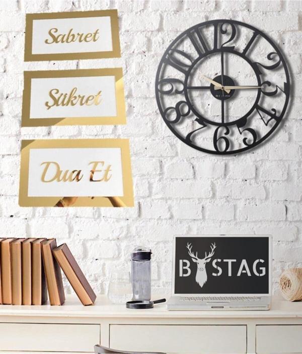 Gizem Shop 3D Sabret Şükret Dua Et 3'Lü Set (15*30) Gold - Image 1