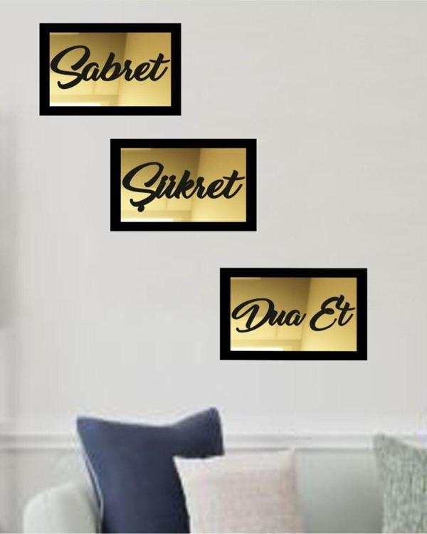 Gizem Shop 3D Sabret Şükret Dua Et 3'Lü Set (26*16) - Image 1