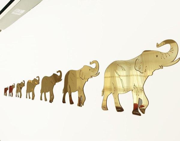Gizem Shop 7'Li Bereket Fil Seti Gold Ayna Pleksi Dekoratif Ürün - Image 1