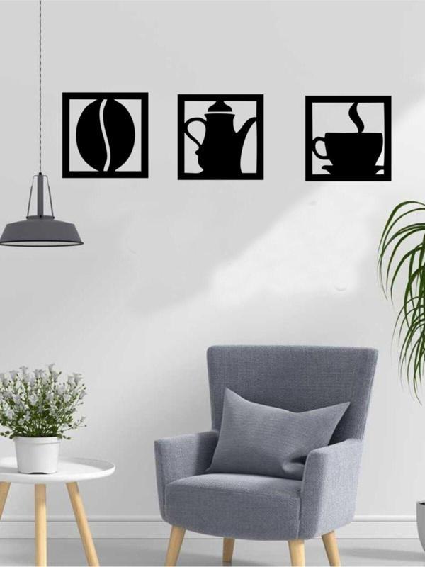 Gizem Shop Dekoratif Kahve Tablo Seti Mutfak Ve Cafe Ler Için Siyah - Image 1