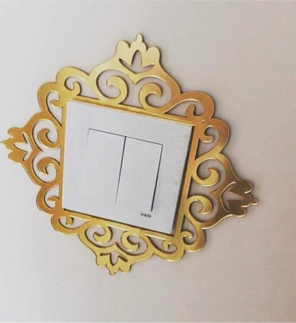 Gizem Shop Dekoratif Pleksi Priz Anahtar Çerçevesi Tekli Gold - Image 1