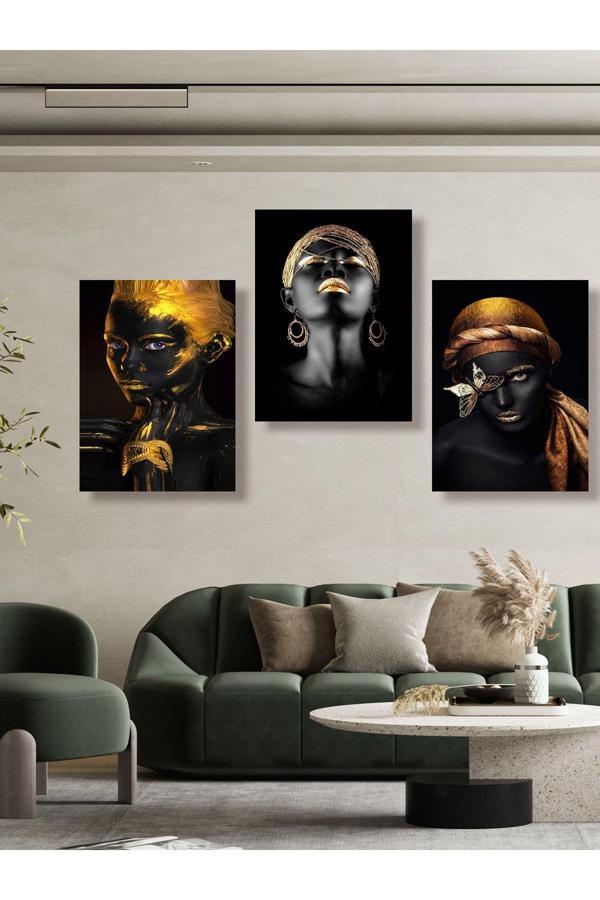 Hyl Modern Siyahi Kadın Tablo Seti - Image 1