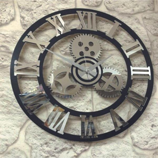 Gizem Shop Roma Rakamlı Pleksi Aynalı Çarklı Duvar Saati 49*49 Cm Gümüş - Image 1