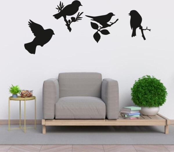 Gizem Shop Siyah Dekoratif Ahşapdaldaki Kuşlar Duvar Süsü - Image 1