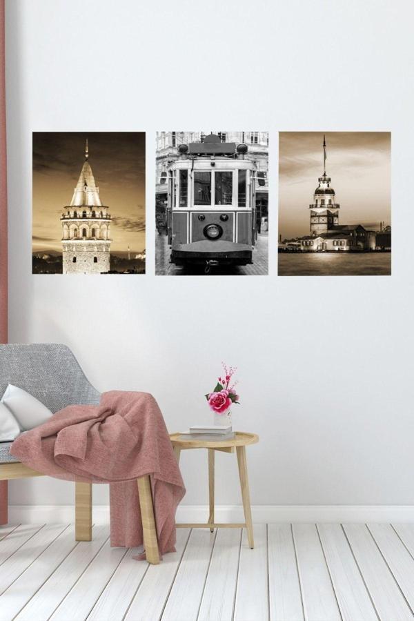 Kemson Istanbul Temalı 3'Lü Uv Baskı Duvar Tablosu - Image 1