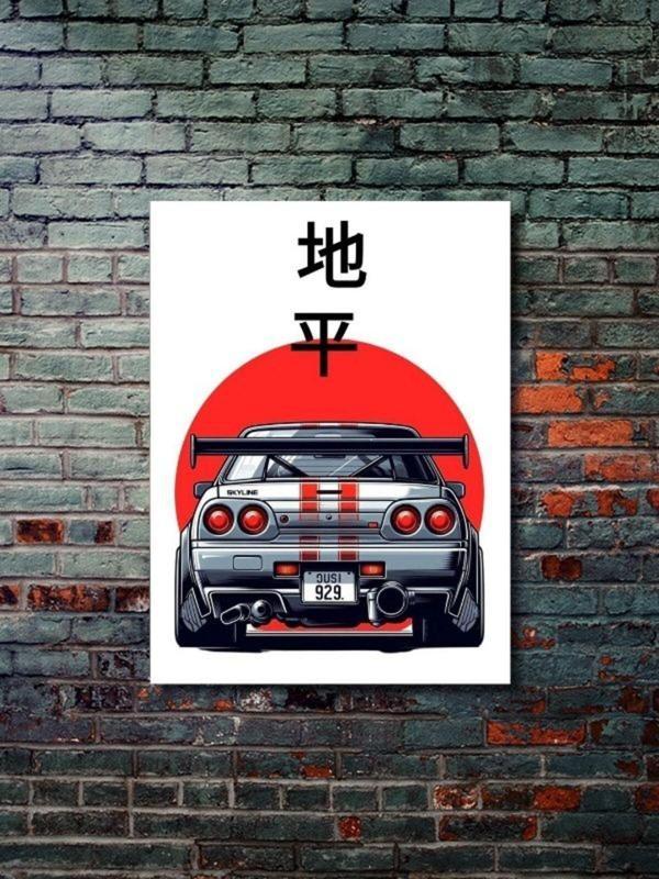 Znc Nissan Skyline Gtr34, Eşsiz Tasarım Otomobil Posterleri, Özel Tasarım Kağıt Poster - Image 1