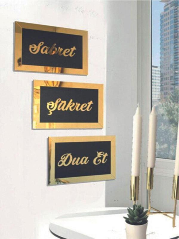 Hyl 3D Sabret Şükret Dua Et 3'Lü Set (26*16 ) - Image 1