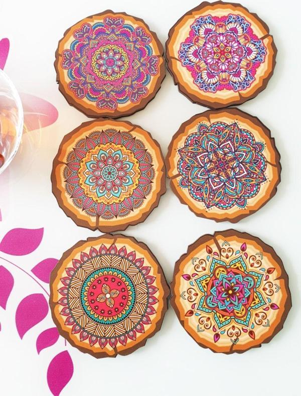 Hyl 6'Lı Mandala Baskılı Bardak Altlığı Set Şık Bir Sunumluk - Image 1