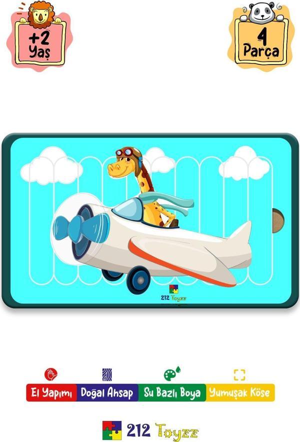 212Toyzz Eğitici Öğretici Zeka Geliştirici Sevimli Uçak Dikey 10 Parçalı Ahşap Çubuk Yap Boz Puzzle - Image 1