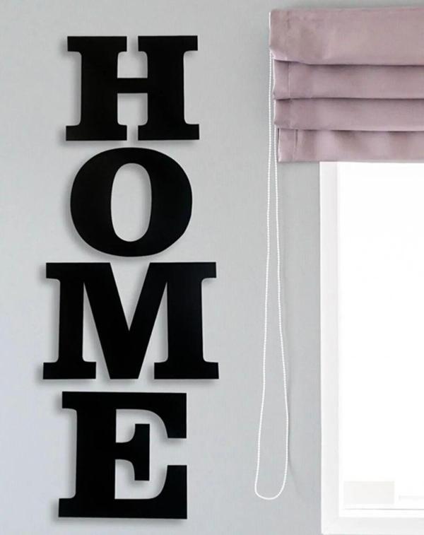 212Toyzz Siyah Ahşap Dekoratif Home Yazısı Şık Duvar Tablo - Image 1