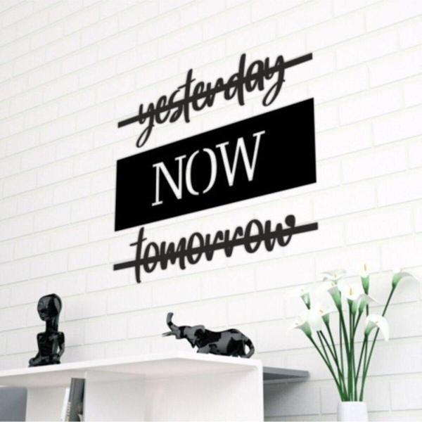 212Toyzz Siyah Ahşap Dekoratif Yesterday Now Tomorrow Lazer Kesim Duvar Dekoru Tablo - Image 1