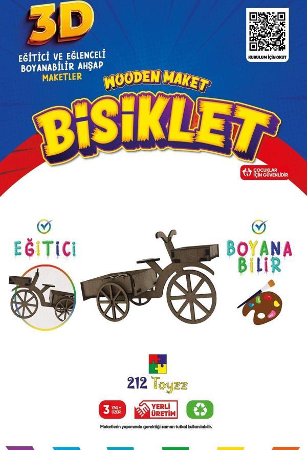 212Toyzz 3D Boyanabilir Ahşap Bisiklet Maketi - Çocuklar İçin Eğitici Oyuncak - Image 1
