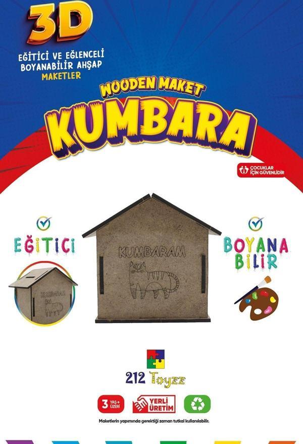 212Toyzz 3D Boyanabilir Ahşap Kumbara - Çocuklar İçin Eğitici Ve Eğlenceli Tasarruf Oyuncak - Image 1
