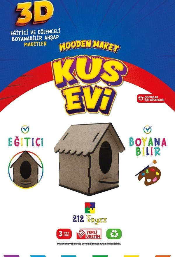212Toyzz 3D Boyanabilir Ahşap Kuş Evi - Çocuklar İçin Eğitici Ve Doğa Dostu Oyuncak - Image 1