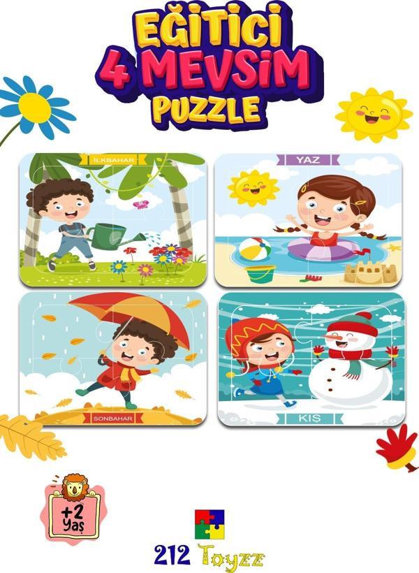 212Toyzz Ahşap Öğretici Eğitici Renkli Sök Tak Renkli 4 Mevsim Puzzle - Image 1