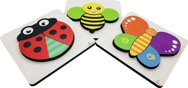 Wooden Toys Ahşap Bultak 3'Ü Birarada Eğitici Puzzle Yapboz Seti - Image 1