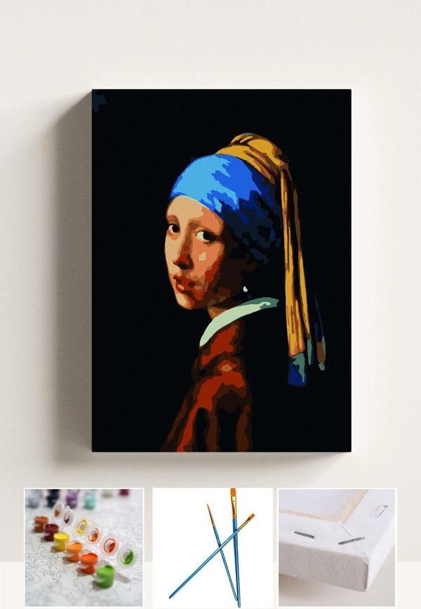 Corvo Sayılarla Boyama Seti İnci Küpeli Kız Tablo 40X50Cm - Image 1