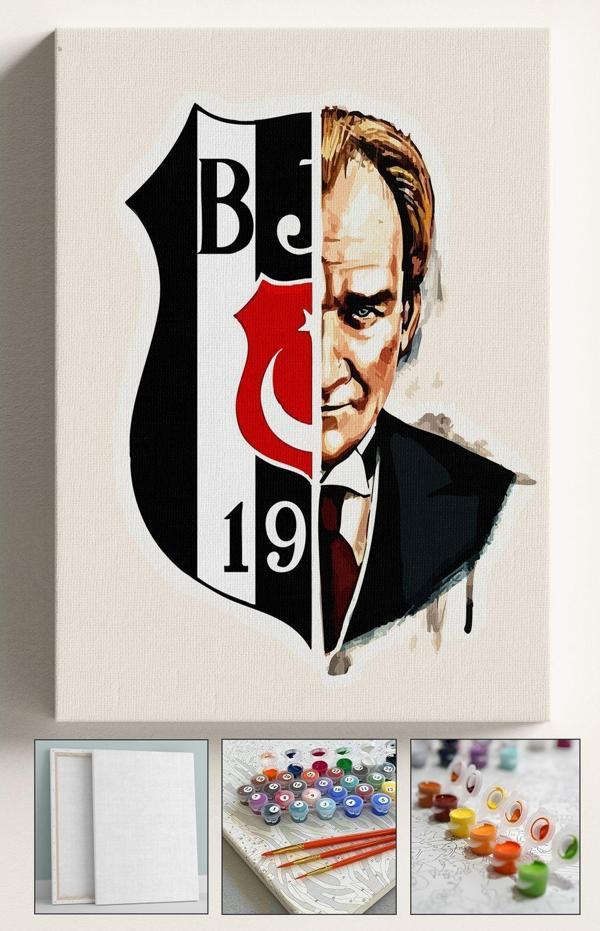 Corvo Sayılarla Boyama Seti Numaralı Tuval Fırça Boya 40X50 Cm - Atatürk - Image 1