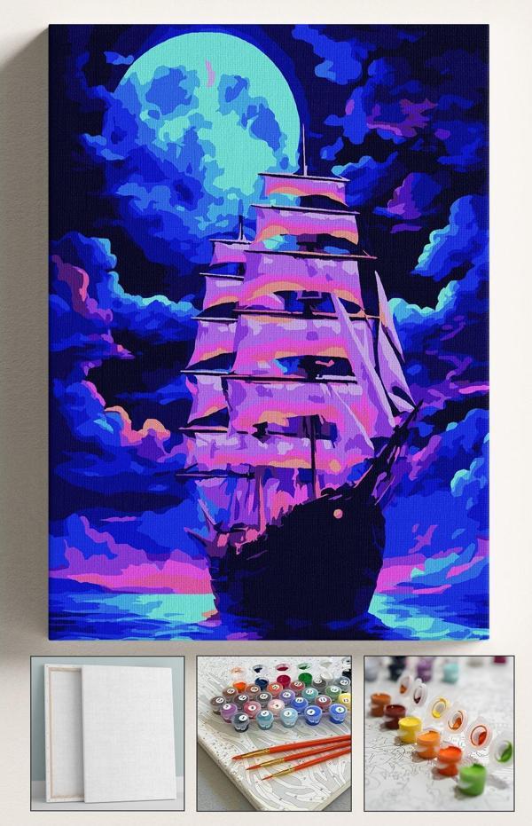 Corvo Sayılarla Boyama Seti Numaralı Tuval Fırça Boya Gemi 40X50 Cm - Image 1