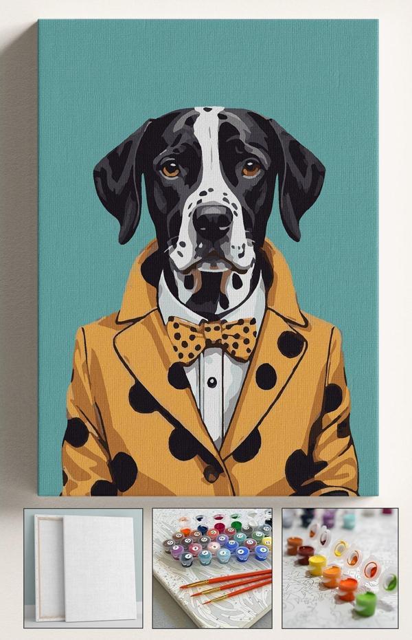 Corvo Sayılarla Boyama Seti Numaralı Tuval Fırça Boya Köpek 40X50 Cm - Image 1