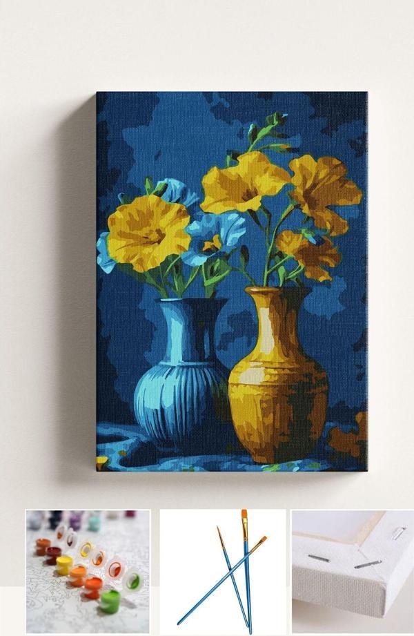 Corvo Sayılarla Boyama Seti Numaralı Tuval Fırça Boya Sarı Çiçek 40X50 Cm - Image 1