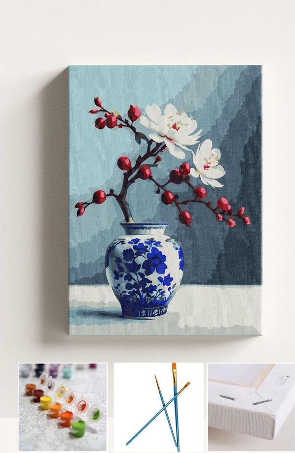 Corvo Sayılarla Boyama Seti Numaralı Tuval Fırça Boya Vazo Çiçek 40X50 Cm - Image 1