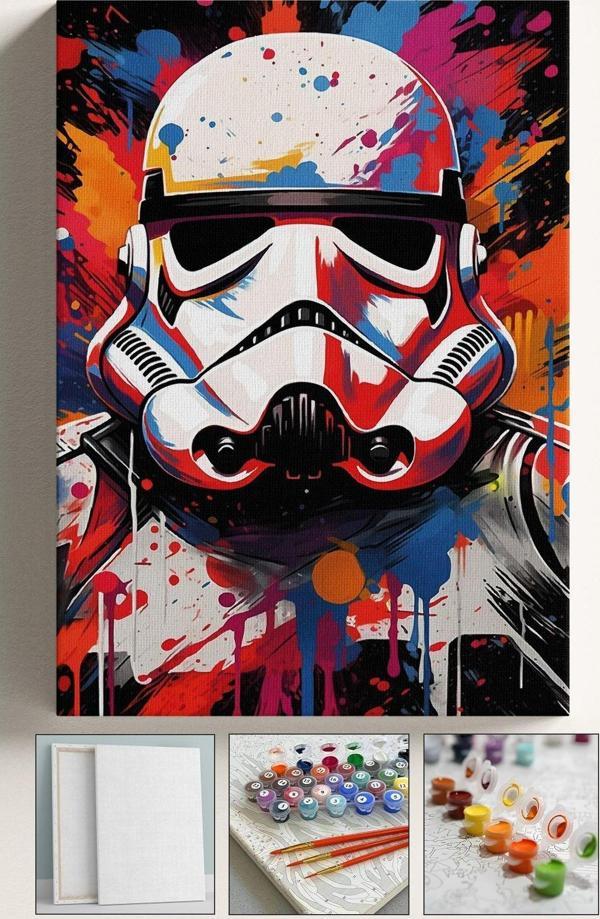 Corvo Sayılarla Boyama Tuval Seti Fırça Boya Dahil (Çıtalı) 40X50 Cm - Starwars - Image 1