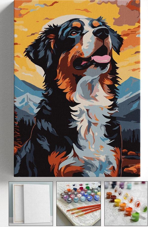 Corvo Sayılarla Boyama Çerçeveli Hobi Seti Numaralı Tuval Köpek Fırça Boya Dahil Kasnaklı 40X50 Cm - Image 1