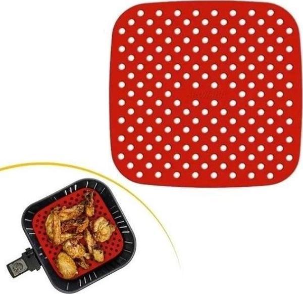 Renkli Isıya Dayanıklı Yıkanılabilir Silikon Fırın Ve Airfryer Kare Pişirme Matı 21,5 Cm - Image 1