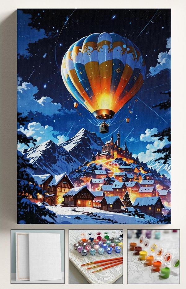 Corvo Sayılarla Boyama Hobi Seti Çerçeveli Numaralı Tuval Fırça Boya Dahil Kasnaklı Balon 40X50 Cm - Image 1