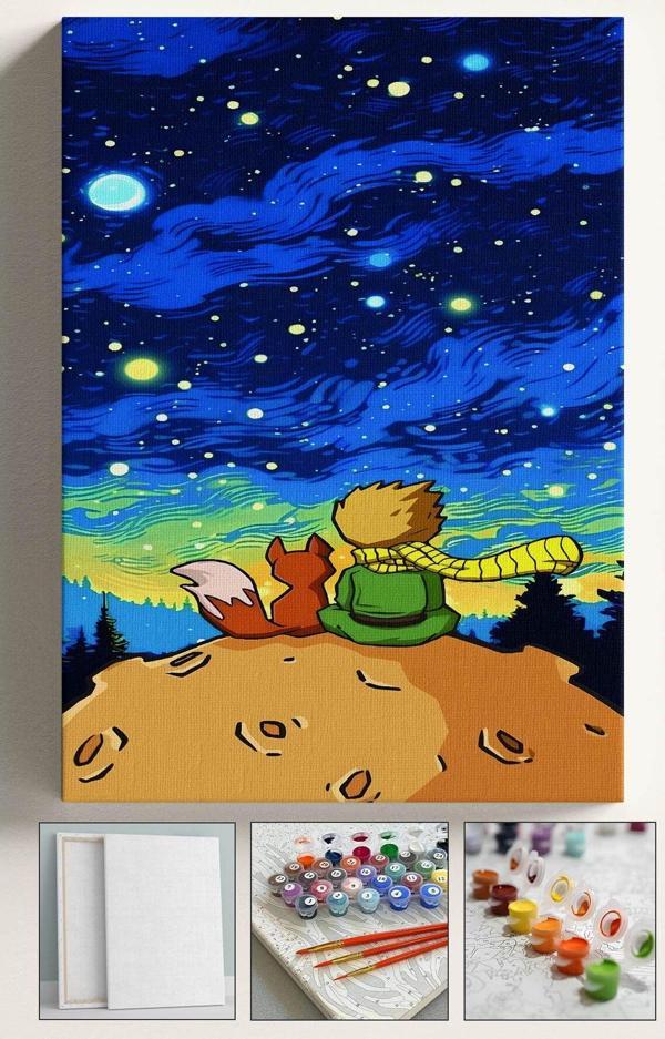 Corvo Sayılarla Boyama Hobi Seti Çerçeveli Numaralı Tuval Fırça Boya Dahil Kasnaklı Küçük Prens 40X50 Cm - Image 1